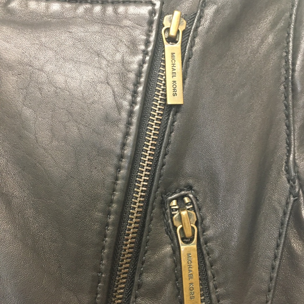 Michael Kors Black Genuine Leather Moto Jacket - Picture 5 of 11